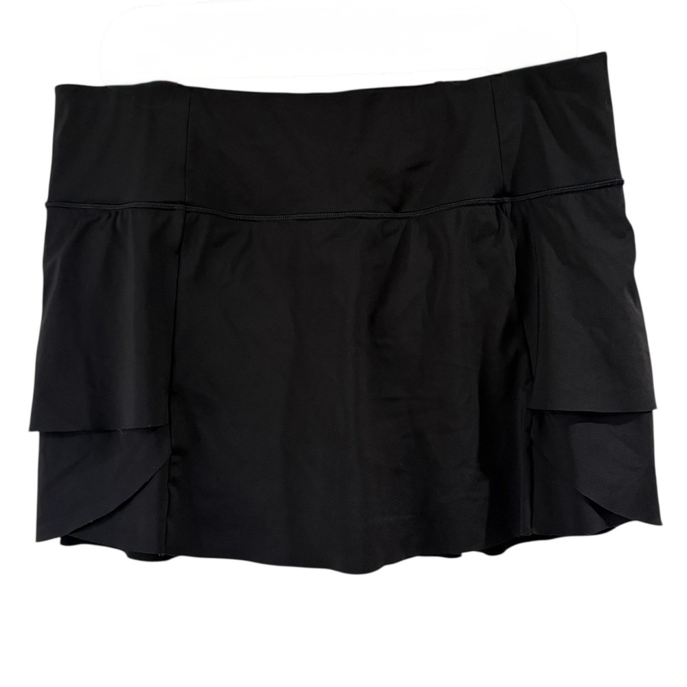 Athleta Momentum‎ Skort Womens Large Black Ruffle Running Tennis Golf Skirt